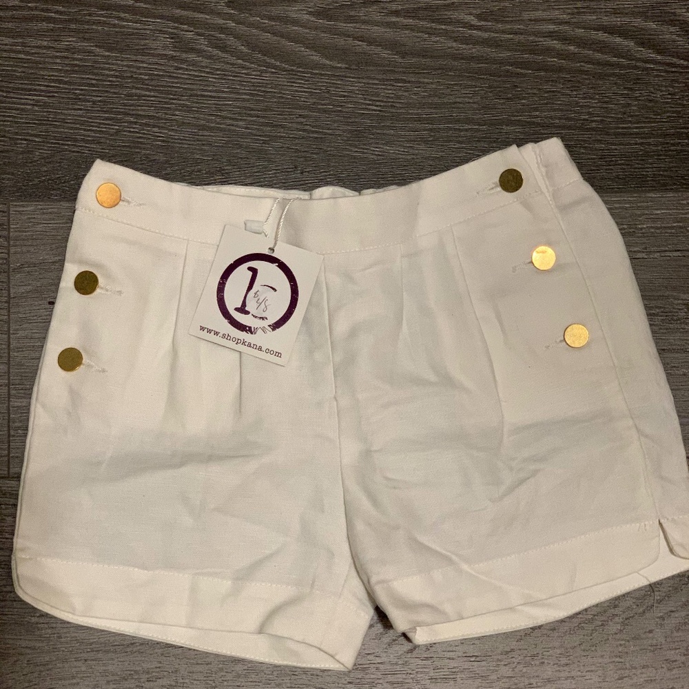 Kana White Button Shorts